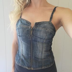 Y2k Corset Denim Zip Front Tank Top S/M MUDD